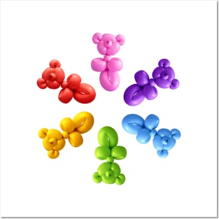 Rainbow candy color teddy bear balloon star Posters and Art